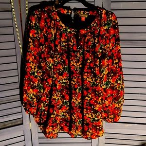 Vince Camuto red blouse floral sz 2x